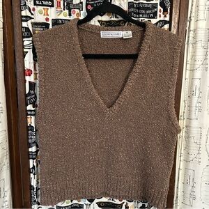 Vintage Stepstones Women's Brown V-Neck Sweater Vest